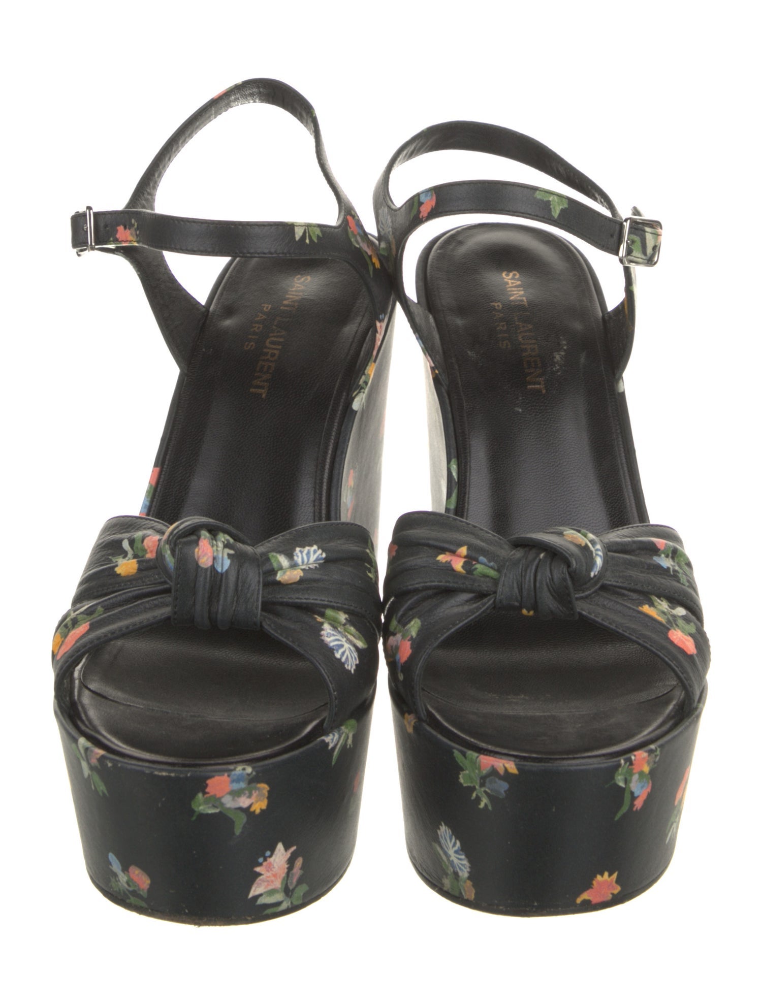 Saint Laurent Leather Floral Print Sandals